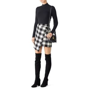 Milly Black and White Buffalo plaid check Women's Skirt- 100% virgin wool